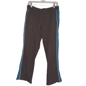 Sb Active Brown & Blue Athletic Pants With Drawstring Waist & Side Stripes